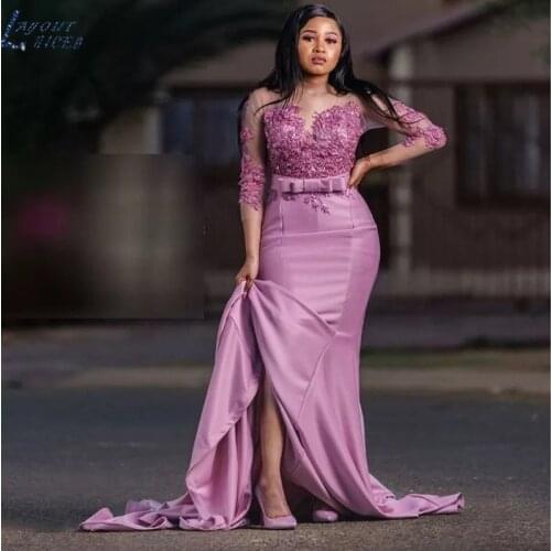 Mermaid Evening Party Dresses Gowns For Women Plus Size 2021 robe de soiree Sweetheart Lace Appliques Half Sleeves abendkleider