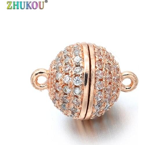 10*14mm Brass Cubic Zirconia Globular Clasps Hooks for Diy Jewelry Findings, Mixed Color, Model: VK72