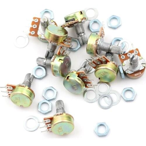 10Pcs/lot 100K Ohm Linear Taper Rotary Potentiometer Panel Pot B100K 15mm 3Pin WH148 Wholesale