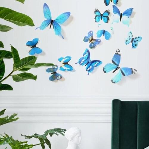 12Pcs Mixed Color VIvid Butterfly 3D Wall Sticker for Wedding Decoration Magnet Butterflies Fridge Stickers Home Decor