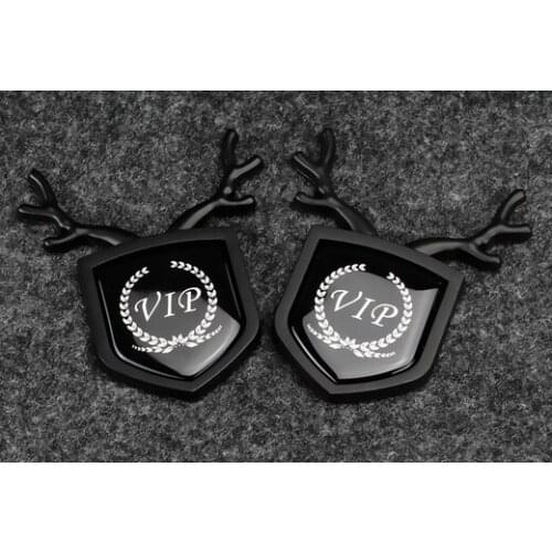 2Pcs 3D Black VIP Luxury Auto Trunk Rear Fender Emblem Badge Decal Stickers Car Accessories