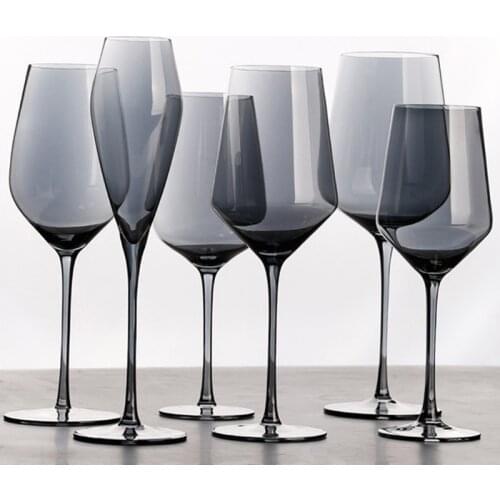 2Pcs Creative Dream Oblique Mouth Red Wine Glass Cup Gilt Grey Goblet Bordeaux Burgundy Cup Bar Family Gift Drinkware Wedding