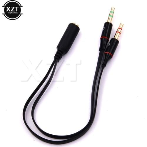 3.5mm Stereo Jack 1 Female to 2 Male Headphone Earphone Audio Cable Micphone Y Splitter Mini Adapter Connected Cord to Laptop PC