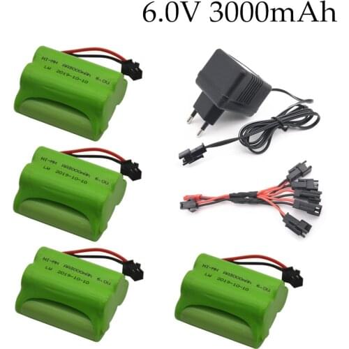 6v 3000mAh Battery and Charger For RC Cars Robots Tanks Gun Boats 6v NiMH Battery Aa 2400mah 6v Rechargeable Battery Pack