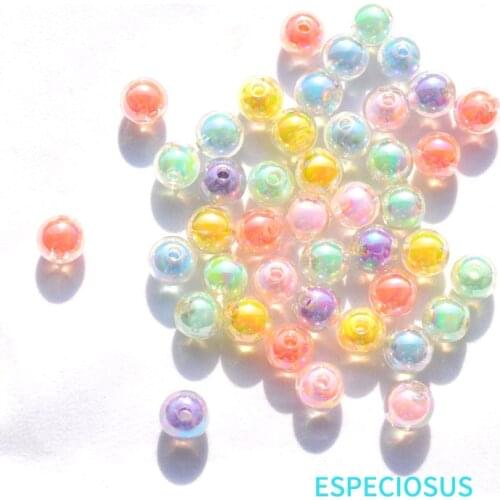 DIY Jewelry Accessories Round Shaped Plated Acrylic Beads Multi Color Glittering Spacer Bead in Beads Bracelet Making Department