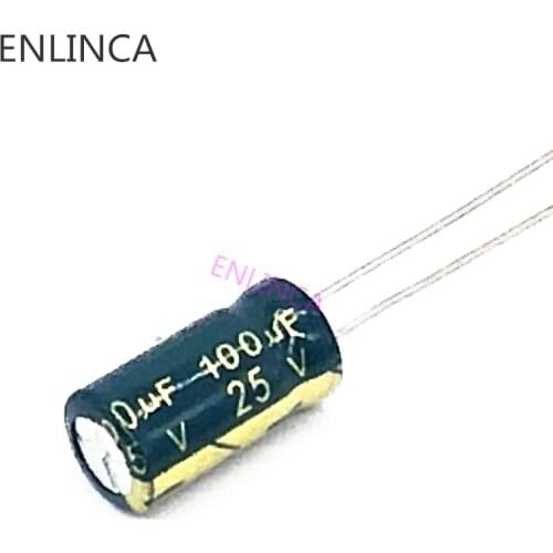 50pcs/lot T01 25V 100UF Low ESR/Impedance high frequency aluminum electrolytic capacitor size 6*12 100UF25V 20