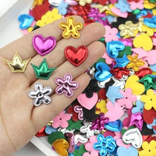 400Pcs Bright Star/heart/crown Padded Appliques DIY Craft Basteln Kid Scrapbook Decorations Hair Accessories Artesanato Material
