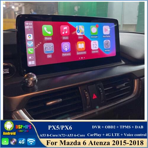 PX6 10.25" HD 1 din Android 10 Car Audio dvd Player for Mazda 6 2017 2018 DSP Radio GPS Bluetooth 5.0 WIFI Easy Connect