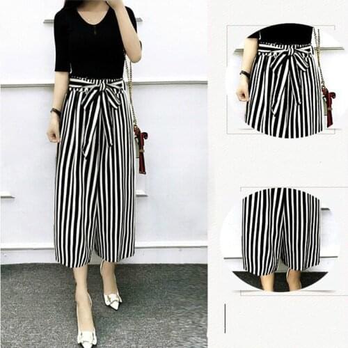 Newly Womens Wide Leg High Culottes Summer Loose Waist Pants Trousers Casual Thin comfortable pants for women