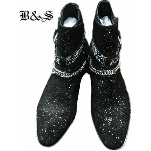 Black& Street Exclusive quality Real Picture wedge Jurdpur handmade denim Boots Boutique wyatte unique leather Christmas Boots