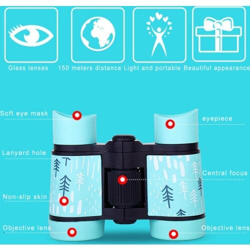 Kids Toys Binoculars 4x30 Telescope Rubber Anti-skid Portable Children Gifts Portable Outdoor Camping Travel Small Telescopes