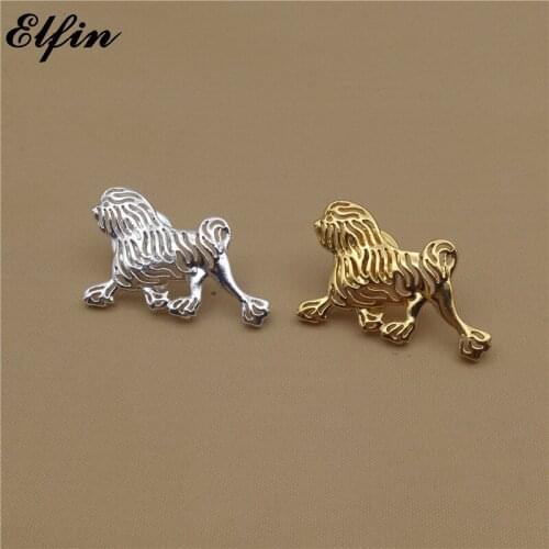 Elfin Wholesale Lowchen Brooches Gold Color Silver Color Trendy Lowchen Dog Brooches Jewellery Men