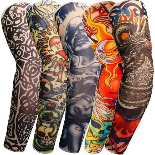 Hot Sale 1PC Tattoo Sleeve Arm Warmer Unisex UV Protection Outdoor Temporary Fake Tattoo Arm Sleeve Warmer Elastic Sleeve Mangas