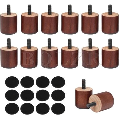 BQLZR 16x Furniture Leg Feet M8 Thread for Table Couch Cabinet Brown 3.7x3.5cm