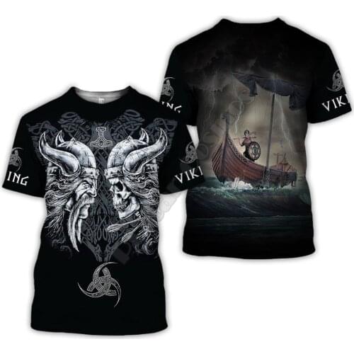 Harajuku Mens Top 2021 Summer New Mens Viking 3Dt Shirt Print Clothes Hot Trend Punk T-Shirt