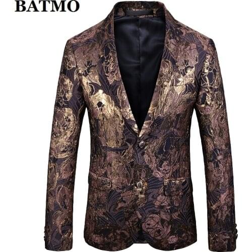 BATMO 2020 new arrival spring fashion printed flowers casual blazer jackets men ,mens printed jackets ,1912