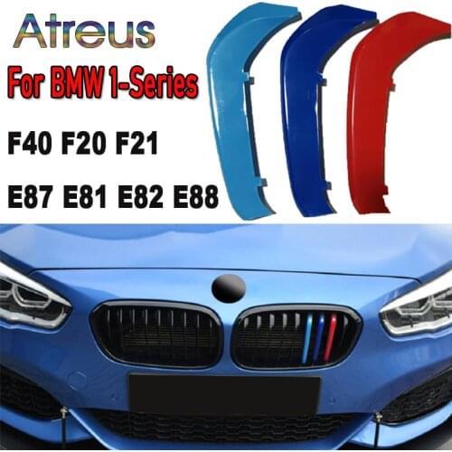 3pcs ABS Car Grille Sticker Strip Cover Trim Clip For BMW F20 F21 F40 E87 E82 E81 E88 1 Series M style Accessories 2019 2020
