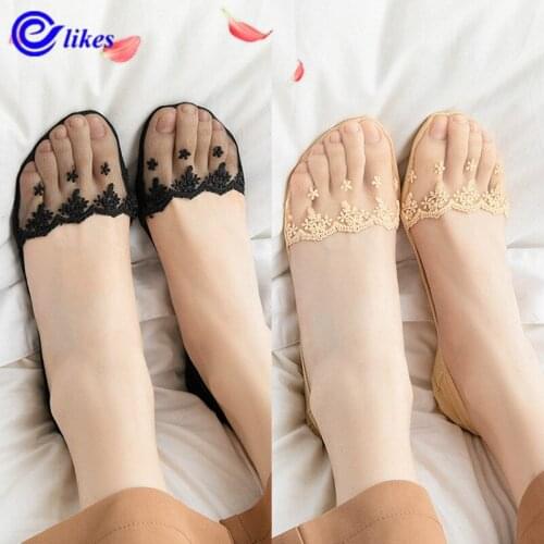 10 pairs New Transparent Short Lace Socks Women Summer Hollow Out Boat Socks Slippers Female Soft Low Invisible Socks Ped