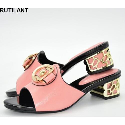 Latest Nigerian Women Wedding Shoes Decorated with Rhinestone Slip on Shoe for Women Ladies Shoes Summer Slippers Good Quality