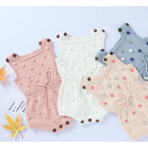 Infant Baby Clothes Newborn Knitted Clothes Spring Autumn Toddler Baby Girl Rompers Pompom Baby Girl Boys Jumpsuit Overall
