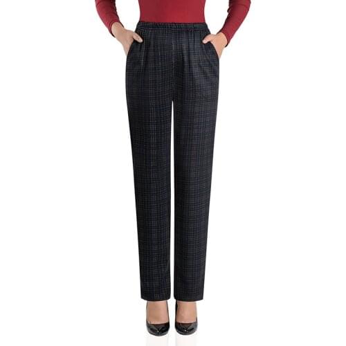 Middle age clothing Large size clothing for women High waist pants Spring/autumn trousers Stretch casual pants factory Outlet