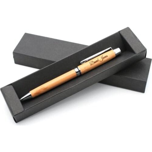 Personalised Bamboo Wooden Pen + Gift Box | Custom Bespoke Laser Engraved birthday anniversary signature pens graduation gifts