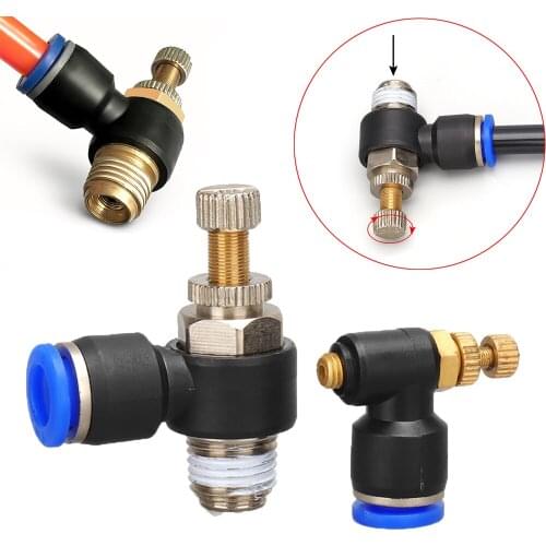 SL pneumatic quick coupling hose 4 6 8 10 12mm 1/8" 1/4" 3/8" 1/2" BSP air speed control valve accelerator valve throttle valve