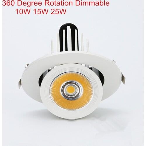 Dimmable 360 Degree Rotation LED Trunk Downlight 10W 15W 25W 30W recessed Super Bright Indoor Light cob led downlight +Driver