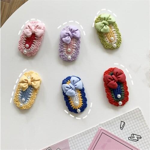 Princess Bowknot Hairpins Girl Wool Knitted Hair Clips HairPin Lolita Hair Accessories D538