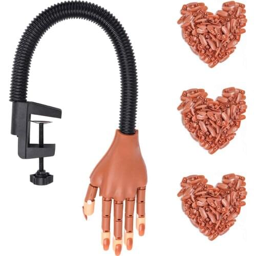 Nail Art Hands Professional Practice Hand +100/200Pcs Nail Tips Adjustable Plastic Practice Model DIY Manicure Tool RU/ES Stock