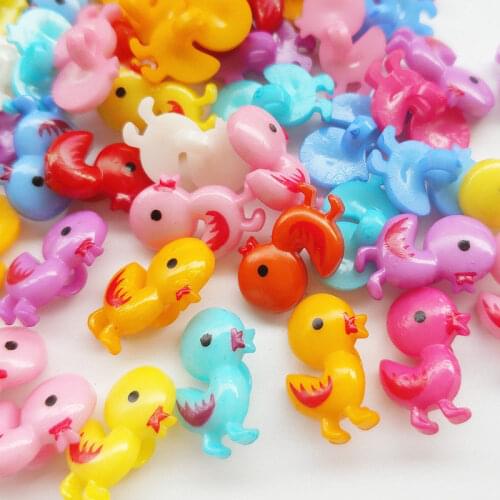 50PCS Mix Colors 12mm Plastic Animal Duck Buttons 1 Hole Sewing Children Buttons Jewelry Accessory