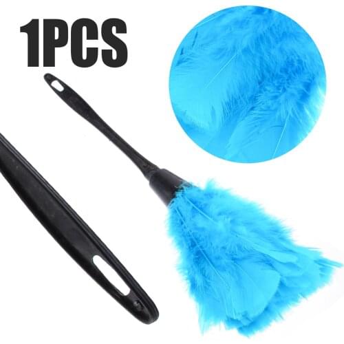 1PC Multicolor Feather Duster Turkey Feather Duster Plastic Handle Car Dust Brush Household Cleaning Tools With Portable Hole