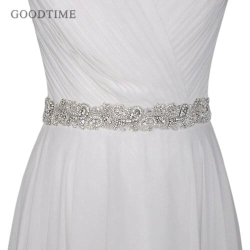 Luxury Rhinestone Bridal Wedding Belts Flower Satin Wedding Dress Ribbon Belt Bridesmaid Dress Girdle Lady Accessories For Party