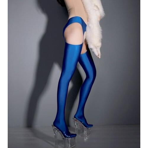 All Sides Hollow Out Wetlook Sexy Crotchless Leggings Open Butt Shiny Lycra Pantyhose Exotic Hot Pants Fitness Legging Trousers