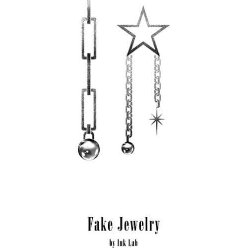 19MM×55MM star chain earrings tattoo stickers waterproof men and women original long-lasting dark gothic geometric lines