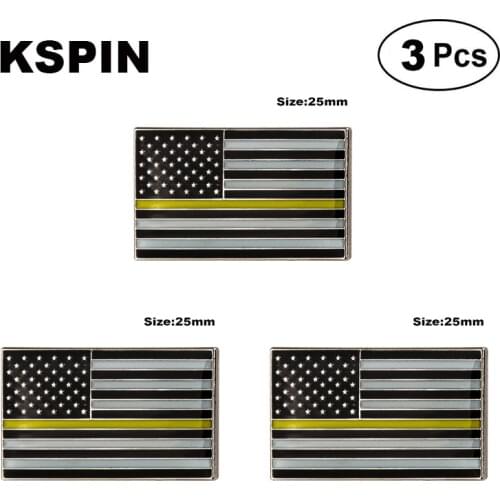 U.S.A Police Yellow Lapel Pin Brooches Pins Flag badge Brooch Badges