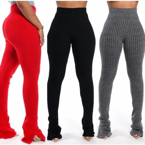 Knitted pleated tight-fitting stretch pants, training pants, multicolor split folds, laminated sports pants, womens leggings