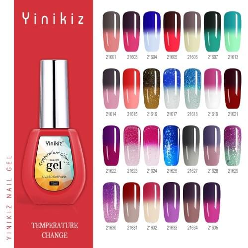 Yinikiz 15Ml Thermal Glitter Gel Nail Polish Soak Off Uv Gel Polish Temperature Color Changing Uv Gel Varnish Nail Art Laquers