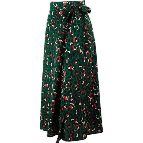 New Stylish Midi Skirt Leopard Floral Printing Split Design Loose High Waist Wrap Skirt for Summer Streetwear Skirt