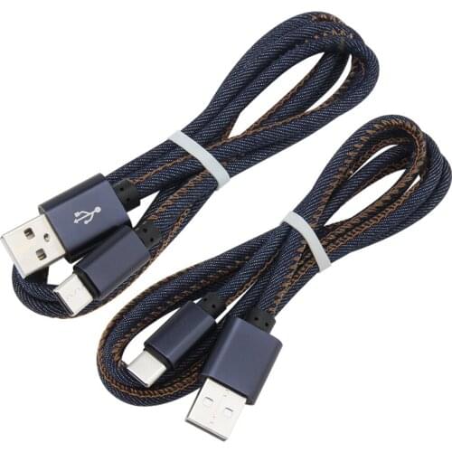 1M Charge Cable For iPhone Samsung Xiaomi Android Fast Denim Charging Charger Micro USB Type C Cables Mobile Phone Cord Wire