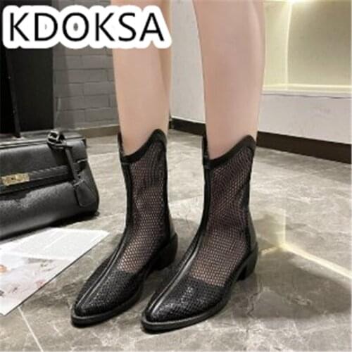 Mesh boots women 2021 new British style Martin boots women breathable thin versatile ankle boots women spring and autumn single