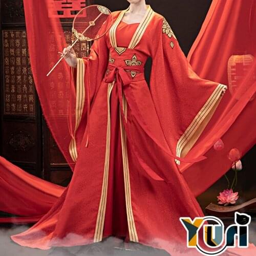 The Untame Grandmaster of Demonic Cultivation Official Jiang Yanli Wedding Ancient Costume Cosplay Womens Clothing Cos Gift C