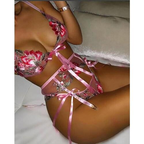 Women Embroidery Lace Bralette Push Up Wireless Bra Mujer Seamless Underwear Backless See-through Nightwear Sexy Lingerie