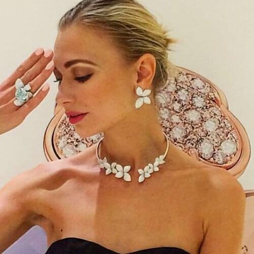 Hot Brand Jewelry 925 Sterling Silver Luxury Flower Choker Necklace AAA Cubic Zirconia Torques Women Fashion Party Wedding Gift