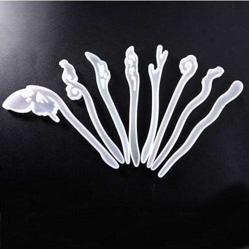 1 PCS Translucent Hair Sticks Silicone Mold DIY Jewelry Making Tool Moulds UV Epoxy Resin Decorative Craft