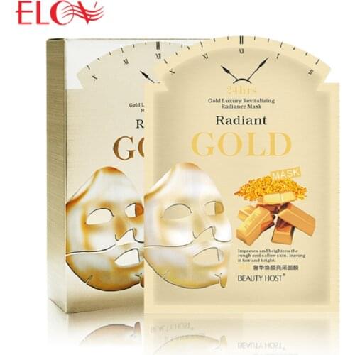10 PCS 24K Gold Brightening and Whitening Facial Mask Anti-aging Radiance Silk Face Mask