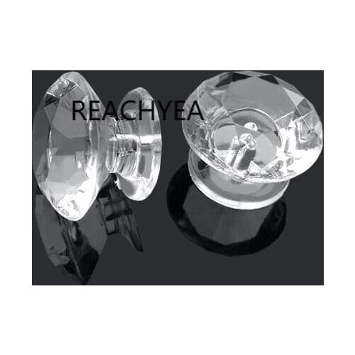 100PCS Diameter 18MM Clear Crystal Diamond shape Door Pull Handle Transparent Acrylic Knob Cabinet Drawer knobs Home Decoration