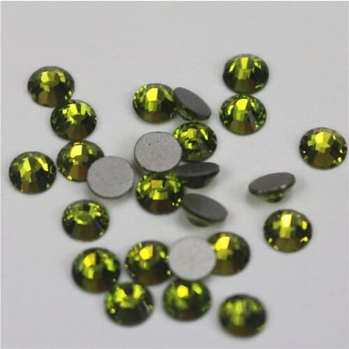 1440pcs/lot Olivine FlatBack Non HotFix Strass Nail art Rhinestone 3D Glass Round Crystal Stones For DIY Nails Decorations