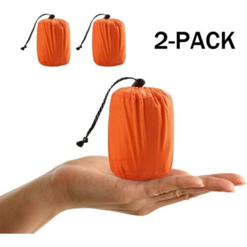 2 Pcs Outdoor Emergency Sleeping Bag Anti-cold Thermal Survival Camping Sleeping Bags Portable Foldable Survival Aid Blanket