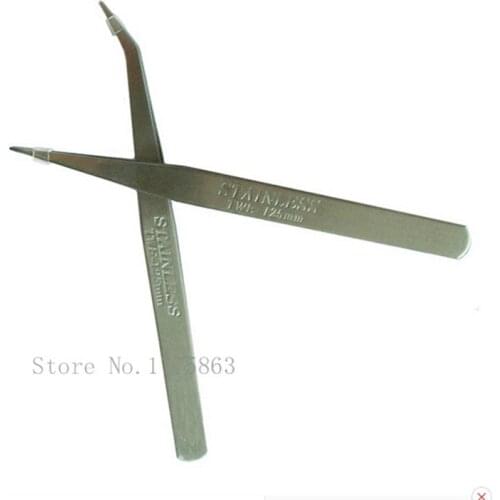 2Pcs /set New Stainless Steel Sewing Industrial Anti-static Tweezers watchmaker Repair Tools High Quality AA7723